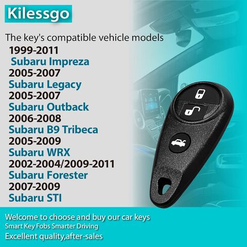 Key Fob Replacement for 1999-2011 Subaru Impreza Legacy Outback Tribeca WRX Forester NHVWB1U711 433MHz 4 Buttons (Set of 2) in Kuwait