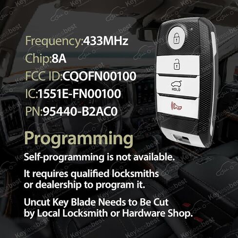 Replacement for 2017 2018 KIA Soul Key Fob Remote Control CQOFN00100 4 Buttons 433MHz in Kuwait