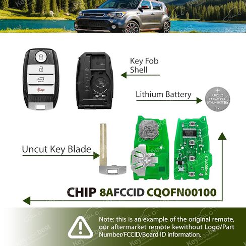 Replacement for 2017 2018 KIA Soul Key Fob Remote Control CQOFN00100 4 Buttons 433MHz in Kuwait