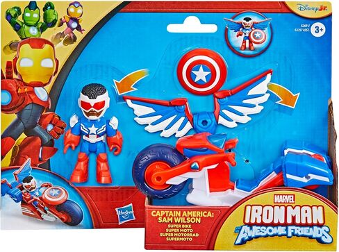 IRON MAN AND HIS AWESOME FRIENDS Marvel Captain America: Sam Wilson Super Bike Action Figure & Toy Motorcycle, 3-Inch (7.6 CM) Super Hero Toys, 3+ in Kuwait