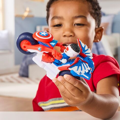 IRON MAN AND HIS AWESOME FRIENDS Marvel Captain America: Sam Wilson Super Bike Action Figure & Toy Motorcycle, 3-Inch (7.6 CM) Super Hero Toys, 3+ in Kuwait
