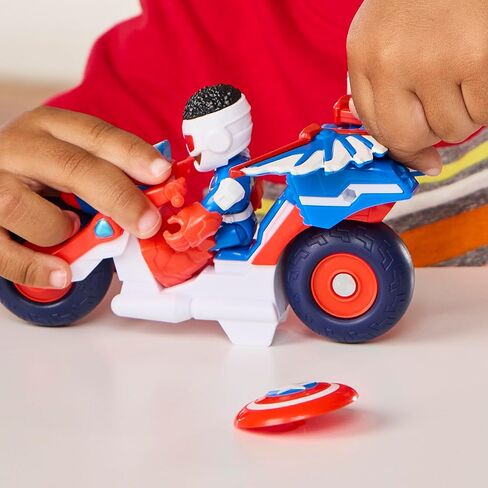 IRON MAN AND HIS AWESOME FRIENDS Marvel Captain America: Sam Wilson Super Bike Action Figure & Toy Motorcycle, 3-Inch (7.6 CM) Super Hero Toys, 3+ in Kuwait