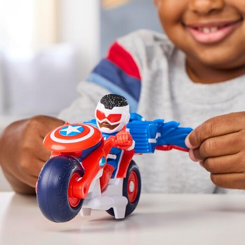 IRON MAN AND HIS AWESOME FRIENDS Marvel Captain America: Sam Wilson Super Bike Action Figure & Toy Motorcycle, 3-Inch (7.6 CM) Super Hero Toys, 3+ in Kuwait