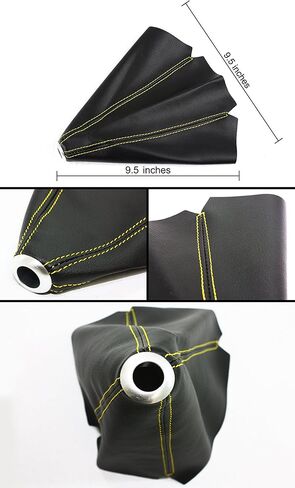 Universal Black PVC Leather Manual Shift Shifter Boot Cover (Yellow Stitching) in Kuwait