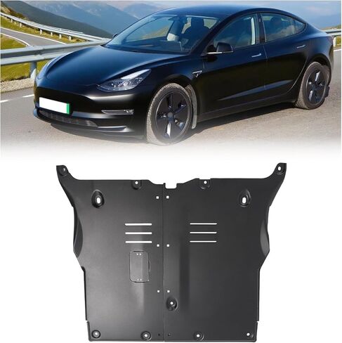 ALMULOO Front Skid Plate Compatible with 2018-2024 Tesla Model 3 & 2020-2024 Model Y Under Engine Guard Plate Cover Lightweight Aluminum Powder Coated in Kuwait