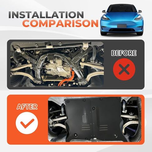 ALMULOO Front Skid Plate Compatible with 2018-2024 Tesla Model 3 & 2020-2024 Model Y Under Engine Guard Plate Cover Lightweight Aluminum Powder Coated in Kuwait