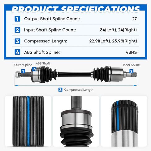 TadaMark 2PCs Front CV Axle Shaft Assembly Fit for Dodge Charger 2007-2020, for Chrysler 300 2005-2020, for Dodge Challenger 2018-2020, for Dodge Magnum 2005-2008, AWD Only, Left & Right Side in Kuwait
