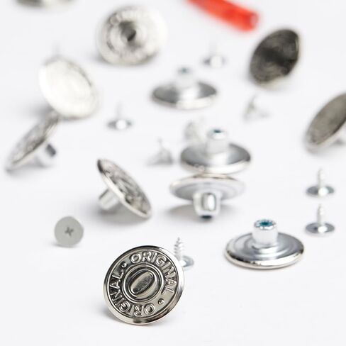 20mm No Sewing Jeans Buttons Replacement Kit with Metal Base,12 Sets Nailess Removable Metal Buttons Replacement Repair Combo Thread Rivets and Screwdrivers(N8) in Saudi Arabia