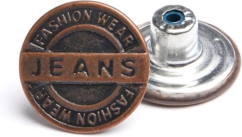 17mm No Sewing Jeans Buttons Replacement Kit with Metal Base,12 Sets Nailess Removable Metal Buttons Replacement Repair Combo Thread Rivets and Screwdrivers(S7) in Saudi Arabia