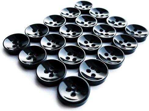 Pack of 20 Black Sewing Buttons 0.4 inch Buttons for Shirts 4 Hole Round Plastic Glossy Polished Buttons 18L Ideal for Uniform Bag Jacket Dress Pants Skirt Shirts Crafts DIY Art Projects in Kuwait