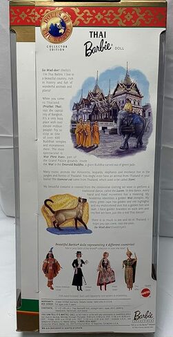 Barbie Year 1997 Collector Edition Dolls of The World 12 Inch Doll - Thai with Thailand Traditional Outfits, Cape, Jewelry, Headpiece, Hairbrush and Doll Stand in Kuwait