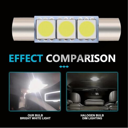 10 قطع سيارة T6 مرآة زينة من الشمس LED، 5050-3SMD 12 فولت لمبة LED عالية السطوع، التوصيل والتشغيل 180 درجة مصباح قراءة الإضاءة، عالمي لمعظم المركبات (أبيض) in Kuwait