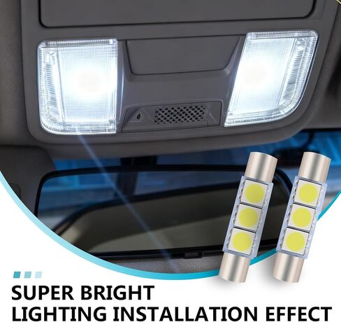10 قطع سيارة T6 مرآة زينة من الشمس LED، 5050-3SMD 12 فولت لمبة LED عالية السطوع، التوصيل والتشغيل 180 درجة مصباح قراءة الإضاءة، عالمي لمعظم المركبات (أبيض) in Kuwait