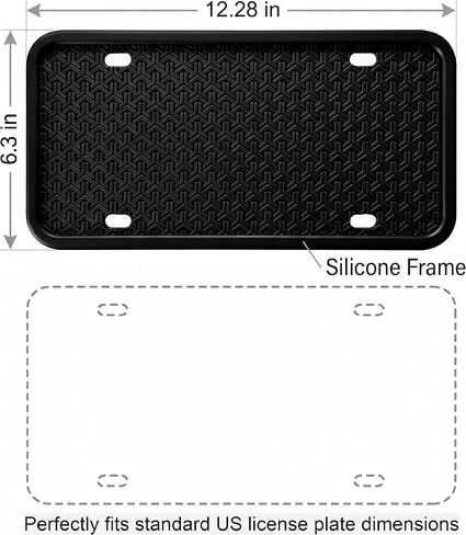 Black Silicone License Plate Frame, 2 Pack Standard Size, Quiet Hold for Cars, Universal US Matte Black Car License Plate Holder, Brackets Rust-Proof, Weather & Rattle-Proof, Car Accessories in Kuwait