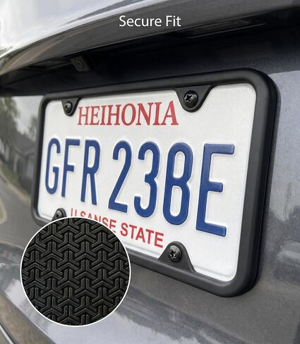 Black Silicone License Plate Frame, 2 Pack Standard Size, Quiet Hold for Cars, Universal US Matte Black Car License Plate Holder, Brackets Rust-Proof, Weather & Rattle-Proof, Car Accessories in Kuwait
