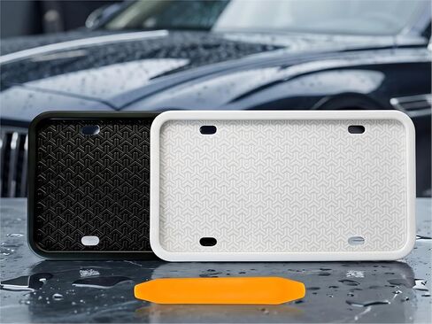 Black Silicone License Plate Frame, 2 Pack Standard Size, Quiet Hold for Cars, Universal US Matte Black Car License Plate Holder, Brackets Rust-Proof, Weather & Rattle-Proof, Car Accessories in Kuwait