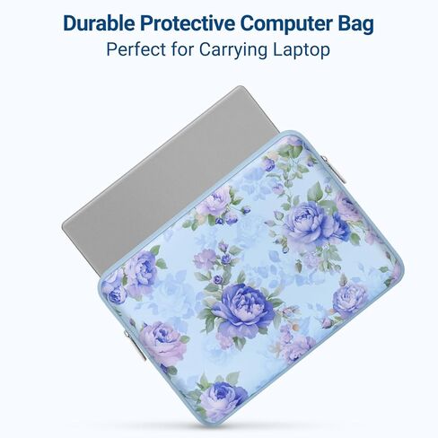 MOSISO Laptop Case 13.3 inch, 13-14 inch Laptop Sleeve Compatible with MacBook Neo/Air 13.6/Pro 13/Pro 14, HP Dell ASUS Lenovo, Prosperous Blossom Neoprene Computer Sleeve Bag with Small Case, Blue in Kuwait