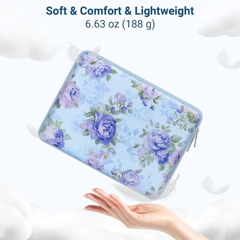 MOSISO Laptop Case 13.3 inch, 13-14 inch Laptop Sleeve Compatible with MacBook Neo/Air 13.6/Pro 13/Pro 14, HP Dell ASUS Lenovo, Prosperous Blossom Neoprene Computer Sleeve Bag with Small Case, Blue in Kuwait