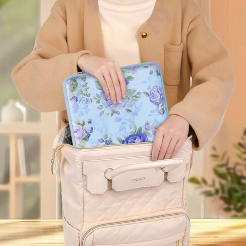 MOSISO Laptop Case 13.3 inch, 13-14 inch Laptop Sleeve Compatible with MacBook Neo/Air 13.6/Pro 13/Pro 14, HP Dell ASUS Lenovo, Prosperous Blossom Neoprene Computer Sleeve Bag with Small Case, Blue in Kuwait