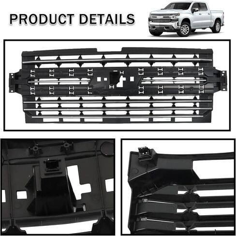Bewild Front Radiator Grille Assembly Fit For 2019-2021 Chevrolet Silverado 1500 Pickup Matte Black Mesh Front Bumper Upper Hood Grill Replacement For 84493306 in Saudi Arabia
