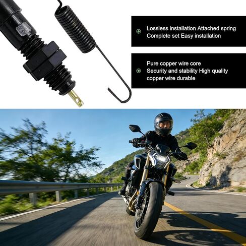 1PC Motorcycle Brake Light Switch, 2 Wire Rear Rear Brake Light Switch with Cuttable Spring, M12 x 1.5 Drum Parking Stop Systems Repair Parts, for Off-Road Motorcycles ATVs Scooters (Black) in Saudi Arabia