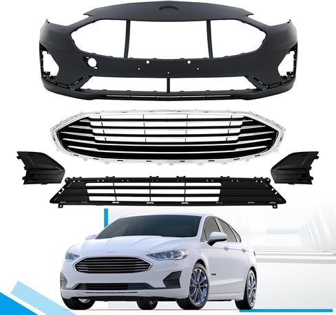 PENSUN Complete Front Bumper Cover W/Gille Fog Lamp Covers For 2019 2020 Ford Fusion - OE Style in Kuwait