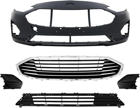 PENSUN Complete Front Bumper Cover W/Gille Fog Lamp Covers For 2019 2020 Ford Fusion - OE Style in Kuwait