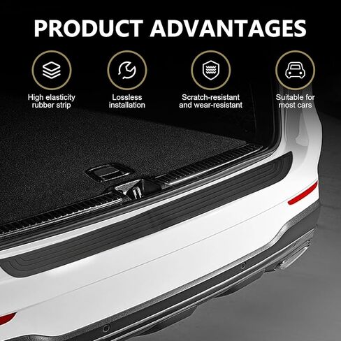 Car Rear Bumper Protector Guard, 35"x3.15" Anti-Scratch Car Rear Bumper Edge Guards, Non-Slip Auto Bumpers Protection Strip, Universal Auto Trunk Anti-Collision Sticker for Most Cars(Black) in Saudi Arabia