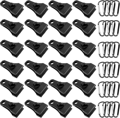Upgrade Large Tarp Clips Heavy Duty Lock Grip -Total 48 PCs Tarp Clamps Thumb Screw Tent Fasteners Clips with Carabiner for Camping Awnings Caravan Canopies Car Truck Pool Boat Cover Clips in Kuwait