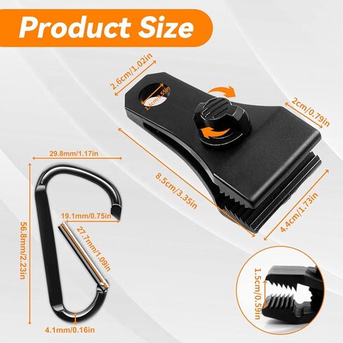 Upgrade Large Tarp Clips Heavy Duty Lock Grip -Total 48 PCs Tarp Clamps Thumb Screw Tent Fasteners Clips with Carabiner for Camping Awnings Caravan Canopies Car Truck Pool Boat Cover Clips in Kuwait