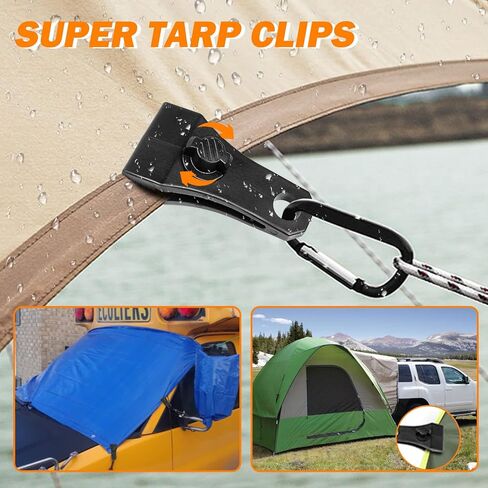 Upgrade Large Tarp Clips Heavy Duty Lock Grip -Total 48 PCs Tarp Clamps Thumb Screw Tent Fasteners Clips with Carabiner for Camping Awnings Caravan Canopies Car Truck Pool Boat Cover Clips in Kuwait