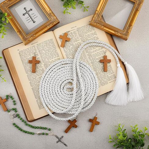 Eorbow 3 Pack Cincture Clergy Rope, 153 Inch Rope Belt for Priests, White Liturgical Cords with Tassel, Priest Accessories for Men Alba Robes Religious Rites Celebrating Masses Deacons Bishops in Kuwait