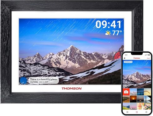 THOMSON 10.1 Inch Digital Picture Frame, Digital Photo Frame WiFi with 32 GB, 1280x800 HD IPS Touch Screen, Auto-Rotate, Slideshow, Share Photos/Videos Instantly from Anywhere Great Gift in Kuwait