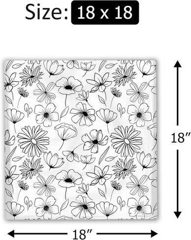 18x18 (25) Black and White Sketched Floral Summertime Designer Poly Mailers Waterproof Self Sealing Tear Resistant Polymailers Shipping Envelopes Premium Printed Bags For Small Businesses in Kuwait