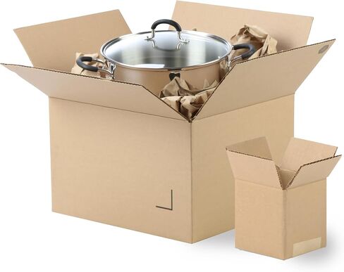 صناديق شحن The Boxery مقاس 7 × 5 × 5 بوصات صناديق شحن من الورق المقوى المموج باللون البني/الكرافت 25 عبوة | البريد والتعبئة والنقل والتخزين - متين وصديق للبيئة وقابل لإعادة التدوير - صنع في الولايات المتحدة الأمريكية in Kuwait