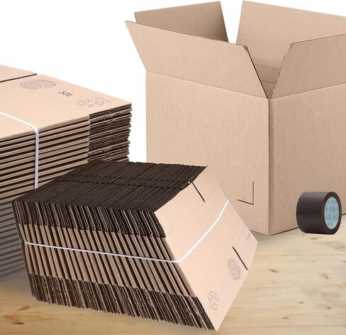 صناديق شحن The Boxery مقاس 7 × 5 × 5 بوصات صناديق شحن من الورق المقوى المموج باللون البني/الكرافت 25 عبوة | البريد والتعبئة والنقل والتخزين - متين وصديق للبيئة وقابل لإعادة التدوير - صنع في الولايات المتحدة الأمريكية in Kuwait