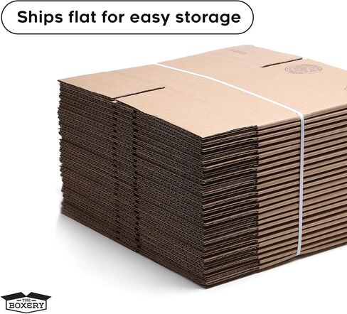 صناديق شحن The Boxery مقاس 7 × 5 × 5 بوصات صناديق شحن من الورق المقوى المموج باللون البني/الكرافت 25 عبوة | البريد والتعبئة والنقل والتخزين - متين وصديق للبيئة وقابل لإعادة التدوير - صنع في الولايات المتحدة الأمريكية in Kuwait