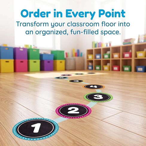 Line Up Spots for Classroom Floor - 36PCS Colorful Number Stickers for Classroom Lining up, Removable Vinyl Floor Dots Decals,Preschool Kindergarten Elementary Back to School Decor Essentials in Kuwait