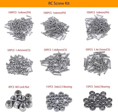 DJX 492PCS RC سيارة المسمار عدة إصلاح أداة مربع مسامير مجموعة متنوعة لSCX24 AX24 SCX30 Redcat Ascent-32 1/24 1/30 1/32 مقياس RC الزاحف سيارات الشاحنات in Kuwait