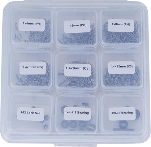 DJX 492PCS RC سيارة المسمار عدة إصلاح أداة مربع مسامير مجموعة متنوعة لSCX24 AX24 SCX30 Redcat Ascent-32 1/24 1/30 1/32 مقياس RC الزاحف سيارات الشاحنات in Kuwait