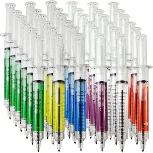 TIHOOD 36PCS Syringe Pens Retractable Fun Multi Color Novelty Pen for Nurses, Nursing Student School Supplies, Birthdays, Stocking Stuffers and Party Favor Gifts in Saudi Arabia