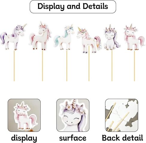 Unicorn Cupcake Toppers Horse Cake Toppers Picks Rainbow Theme for Girls Women Kids Birthday Party Baby Shower Valentine's Day Decorations - 24 Pack in Kuwait