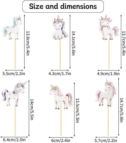Unicorn Cupcake Toppers Horse Cake Toppers Picks Rainbow Theme for Girls Women Kids Birthday Party Baby Shower Valentine's Day Decorations - 24 Pack in Kuwait