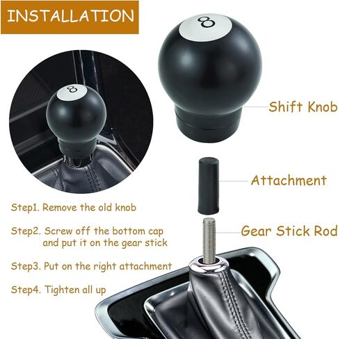 8 Ball Shifter knob Round Transmisson Gear Handle Aluminum Alloy Vehicle Shift Stick Lever Head for Most Manual Automotive Vehicles (Black) in Kuwait