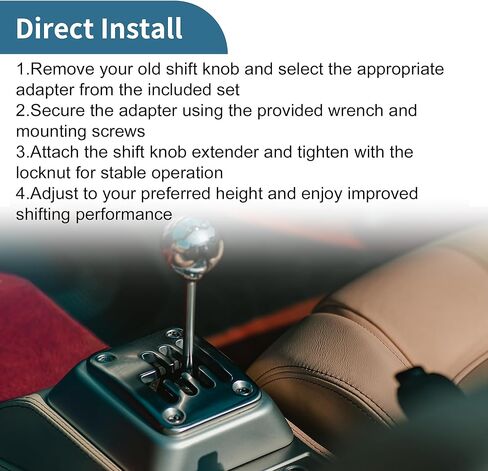 Shift Knob Extender M10x1.5 Gear Shift Knob Adapter 6.7inch Length Metal Gear Shifter Extension Silver Tone 1 Set in Kuwait