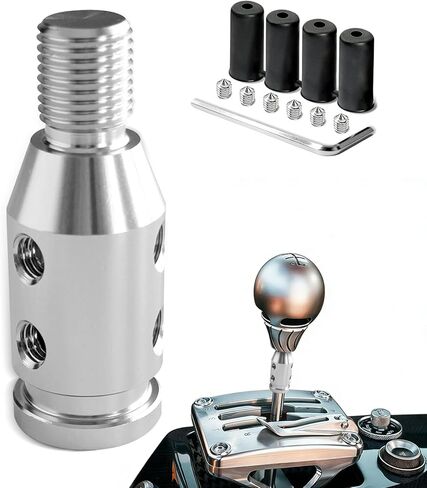 Universal Gear Shift Knob Adapter, Shifter Adapter, Aluminum Gear Shift Adapter Kit with 4-Sizes Hoses, M12×1.25 Shifter Boot Retainer Stick Connector for Non-Threaded Manual Shifters (Black) in Kuwait