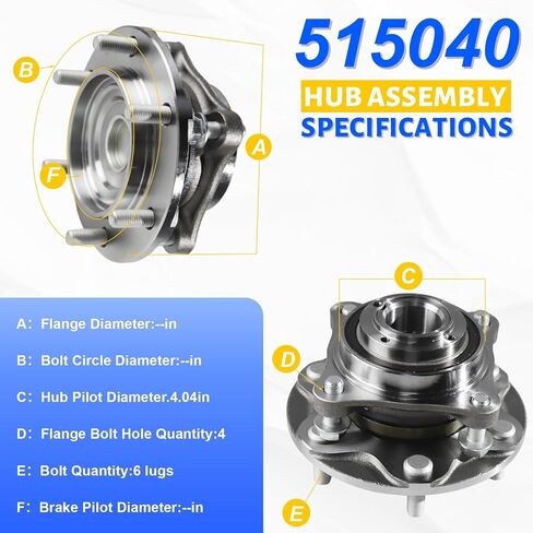 515040 Front Wheel Bearing Hub Assembly with 6 Lug Compatible with Lexus GX460 2010-2021,Fit for Toyota 4Runner 2007-2014, Fit for Toyota Tacoma 2005-2021 in Kuwait