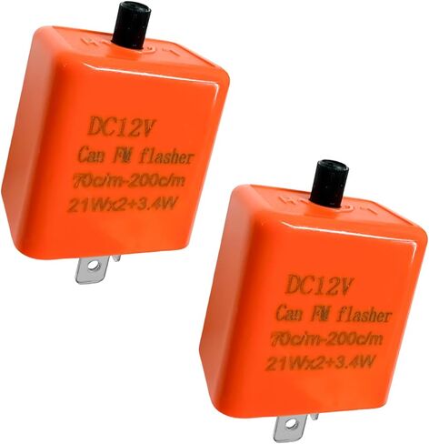 2 PCS 12V LED Flasher Relay, Adjustable 2-Pin Turn Signal & Hazard Warning Hyper Flash Relay, Universal Blinker Relays Replacement for Most Motorcycles, Motorcycle Accessories (Orange) in Saudi Arabia
