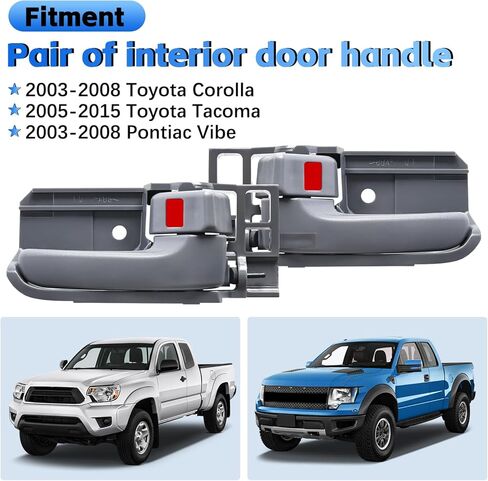 Pair Interior Door Handle Compatible with 2003-2008 Toyota Corolla,2005-2015 Toyota Tacoma, 2003-2008 Pontiac Vibe,Replaces# TO1352136, 6920602100B0,Front/Rear Driver and Passenger Side,Gray in Saudi Arabia