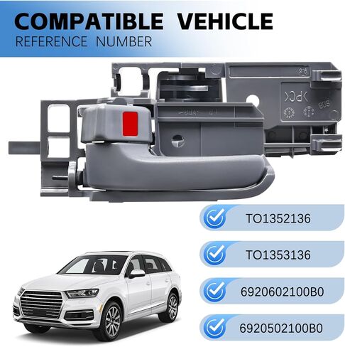Pair Interior Door Handle Compatible with 2003-2008 Toyota Corolla,2005-2015 Toyota Tacoma, 2003-2008 Pontiac Vibe,Replaces# TO1352136, 6920602100B0,Front/Rear Driver and Passenger Side,Gray in Saudi Arabia